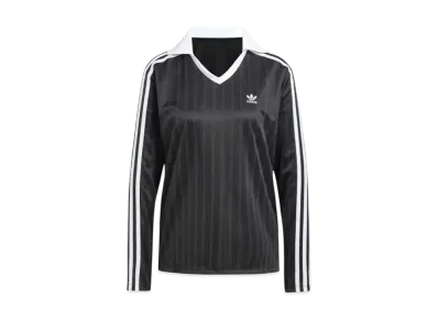 adidas Adicolor Football Jacquard V-Neck Long Sleeve Polo Shirt "Black"