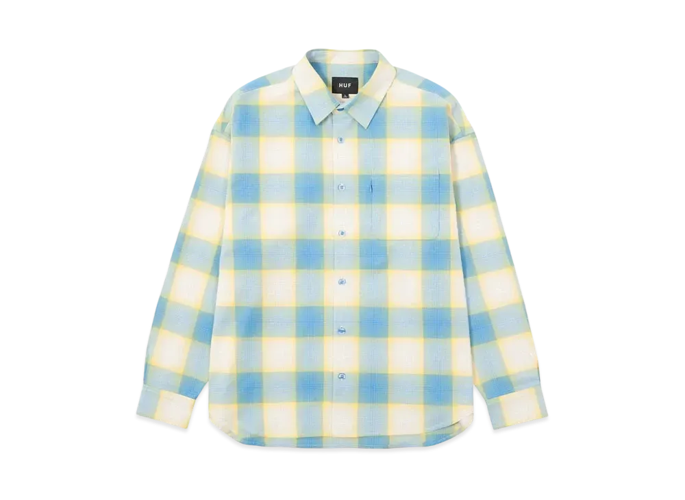 HUF OG Logo Ombre Plaid LS Shirt "Ice Blue"