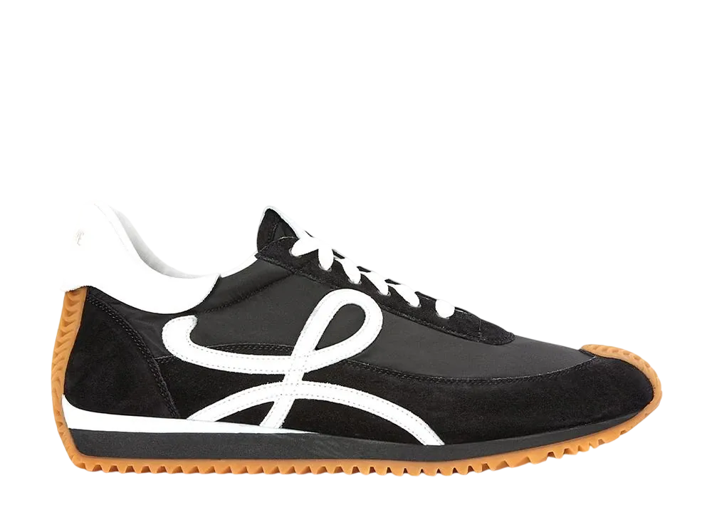 LOEWE Flow Runner in Nylon and Suede "Black/White"