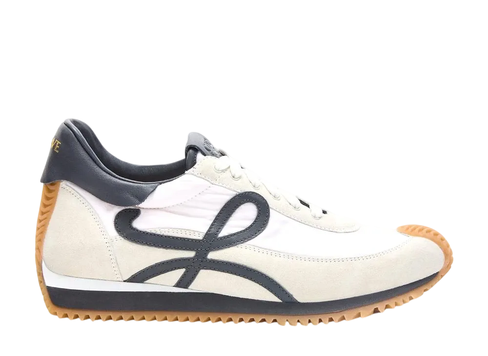 LOEWE Flow Runner in Nylon and Suede "Blue Anthracite/White"