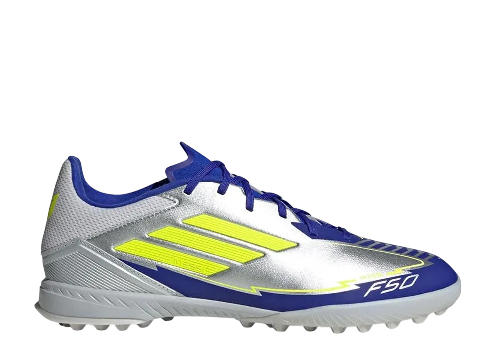 アディダス F50 リーグ メッシ TF "シルバーメタリック/ソーラーイエロー/ルシッドブルー"