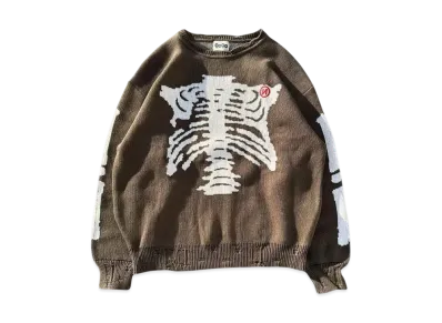 9090 Digital Bone Damage Knit "KHAKI"