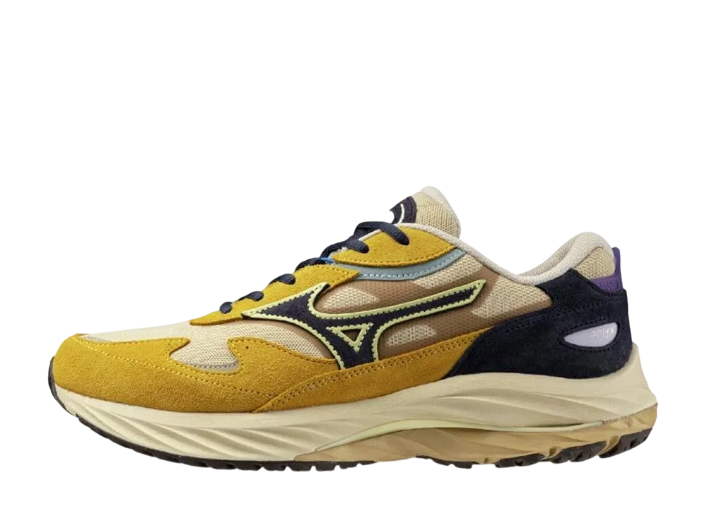 ミズノ ウェーブ ライダー ベータ "ベージュ/ダークネイビー/マスタード"