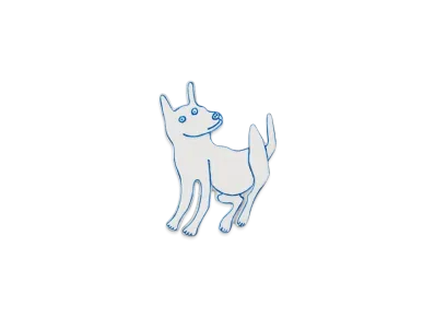 Dior and Hylton Nel Dog Brooch Ceramic with Brass "White/Blue/Silver"