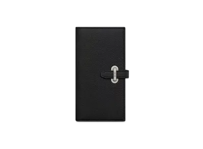 Dior CD Icon Vertical Bifold Card Holder Grained Calfskin "Navy Blue"