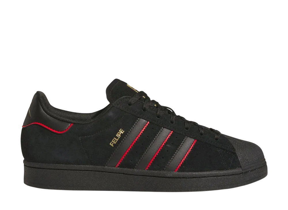 Felipe Gustavo × adidas Superstar ADV "Core Black/Better Scarlet/Metallic Gold"
