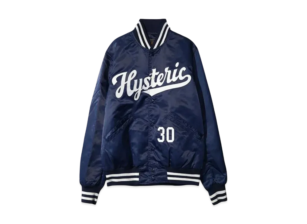 HYSTERIC GLAMOUR College Logo Stadium Jacket "NAVY"