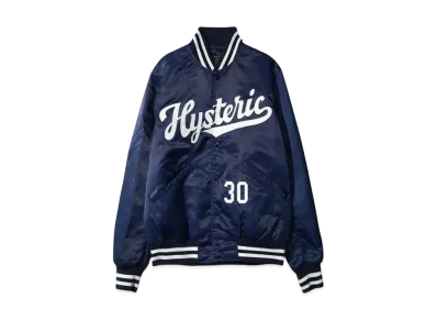 HYSTERIC GLAMOUR College Logo Stadium Jacket "NAVY"