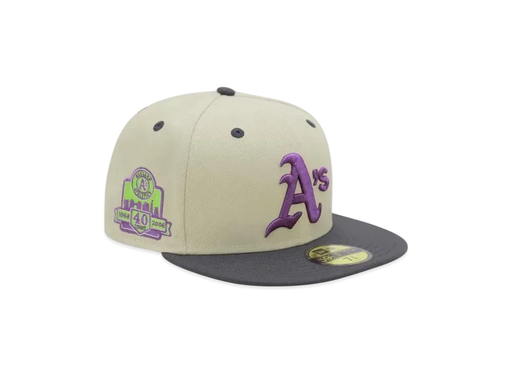NEW ERA x THE CAP 59Fifty 'Purple Haze Pack 02' Oakland Athletics "Stone/Charcoal Gray"