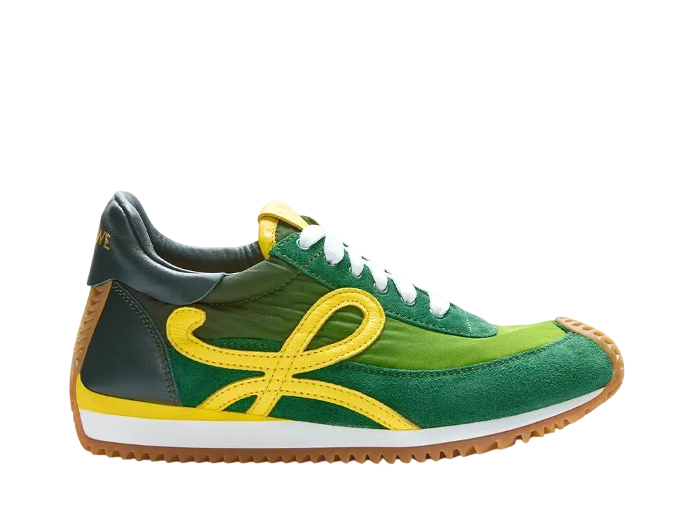 LOEWE Women's Flow Runner 2.0 in Nylon and Suede "Gradient Green/Yellow"