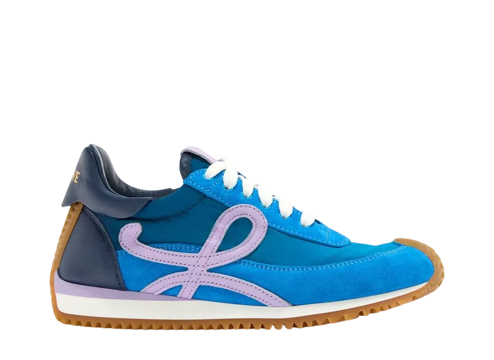 LOEWE Women's Flow Runner 2.0 in Nylon and Suede "Gradient Blue/Lilac"