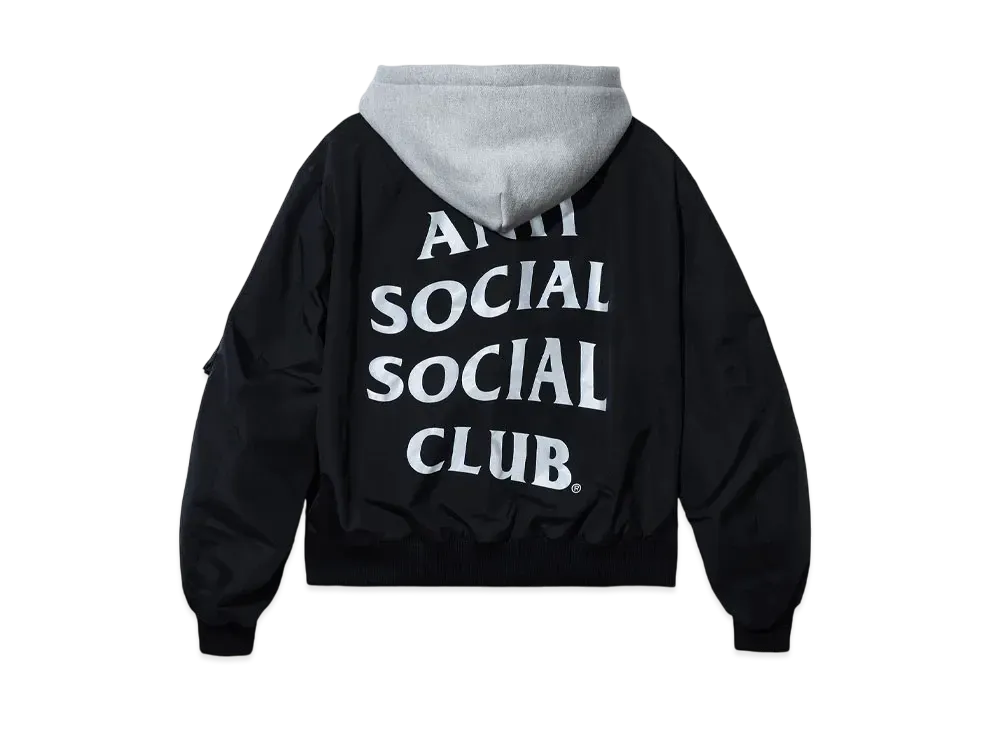 ANTI SOCIAL SOCIAL CLUB Major #1 Tear Into Silence Still the Same 3M Made in LA Bomber Jacket "Black"