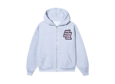 ANTI SOCIAL SOCIAL CLUB Major #1 Tear Into Silence Jumbo Patch Made in LA Heavyweight Zip Hoodie "Snow"