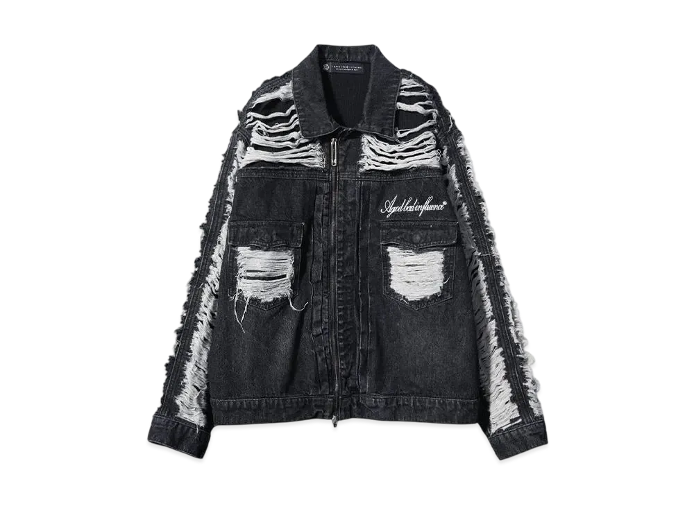 A GOOD BAD INFLUENCE CRUSHED DENIM JACKET "BLACK"