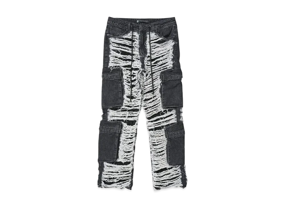 A GOOD BAD INFLUENCE CRUSH CARGO DENIM PANTS "BLACK"