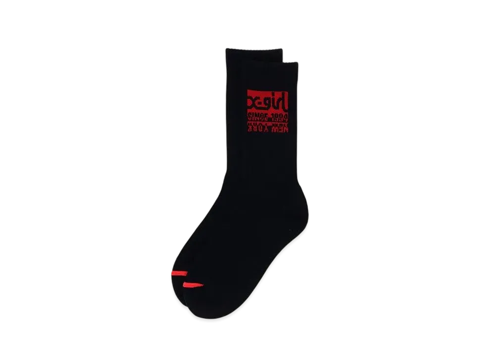 X-Girl Bicolor Box Logo Rib Socks "Black"