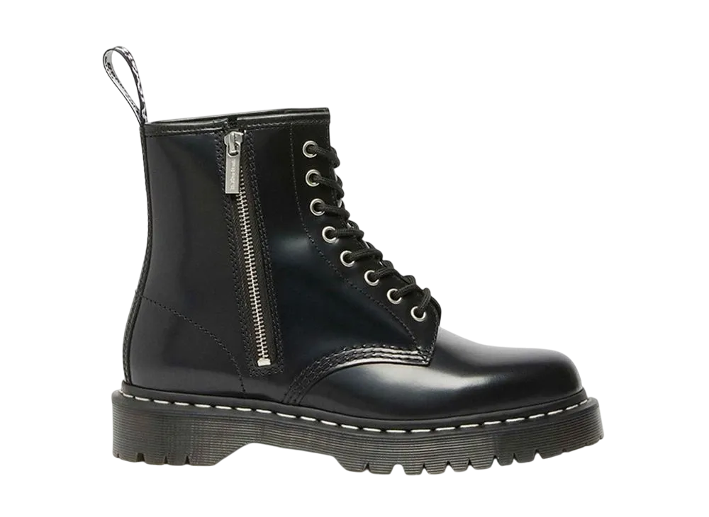 Dr.Martens 1460 Zip Bex White Stitch 8-Eye Boots "Black"