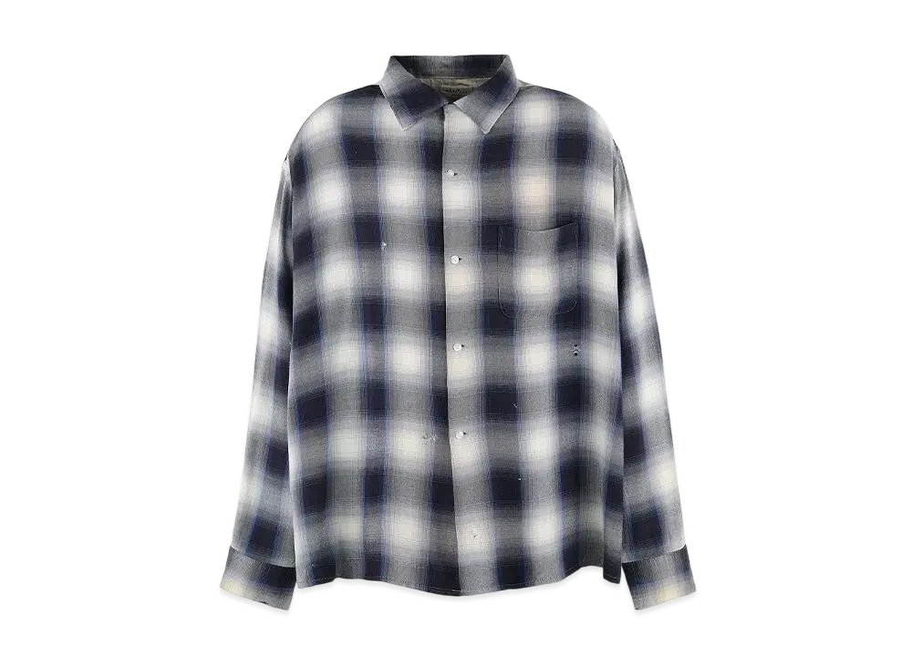 セントマイケル x ラストマン チェックシャツ レーヨン "ネイビー"