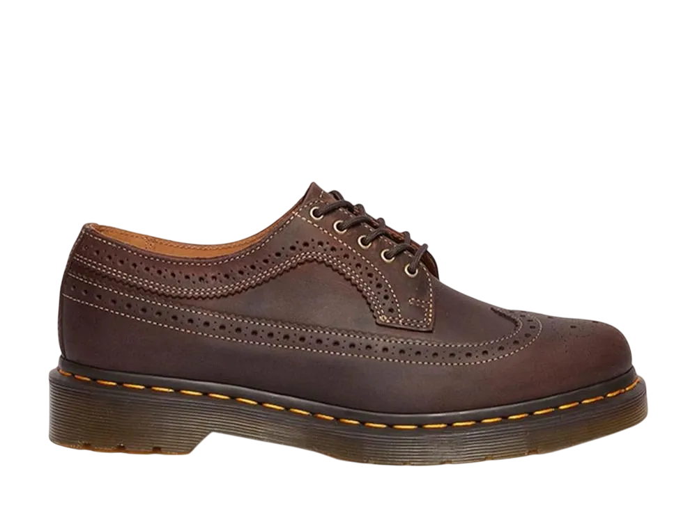 Dr.Martens 3989 Yellow Stitch Brogue Shoes "Dark Brown"