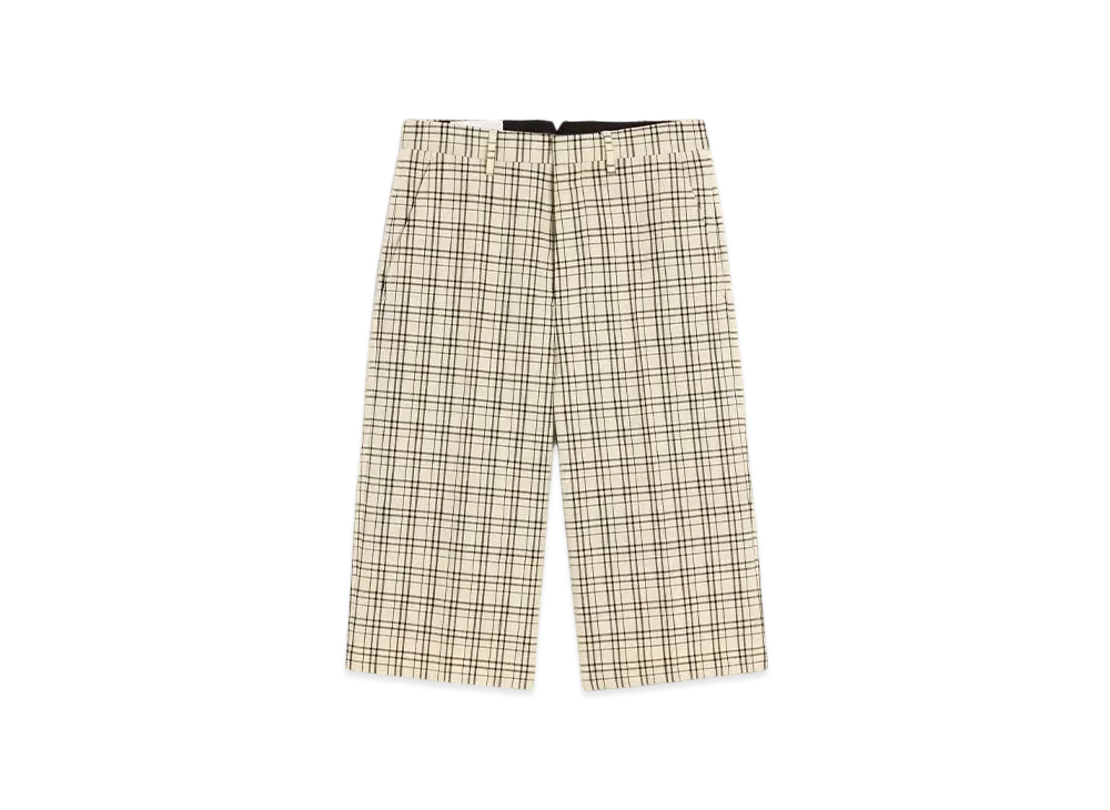 AMI PARIS Check Wool Wide Bermuda "BlancCreme/Noir"