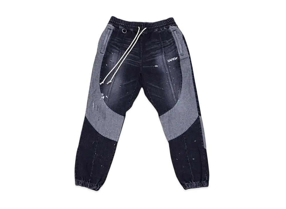 サプール ビンテージ デニム トラックパンツ "ブラック"