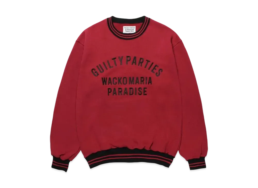WACKO MARIA Heavy Weight Crew Neck Sweat Shirt "Red"