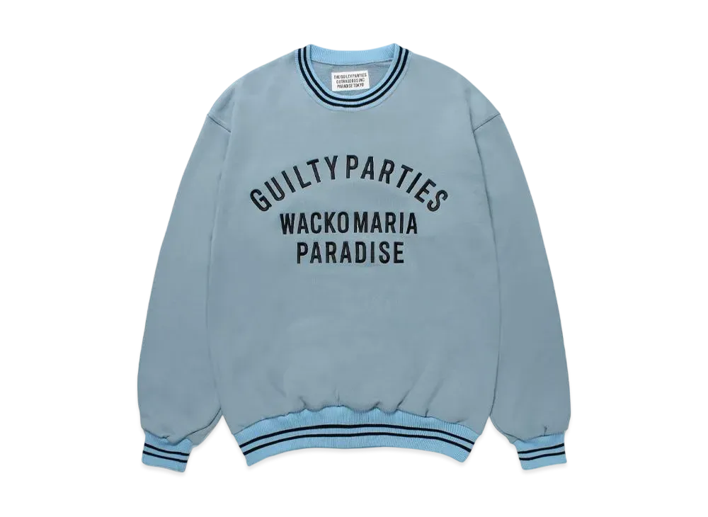 WACKO MARIA Heavy Weight Crew Neck Sweat Shirt "Blue"