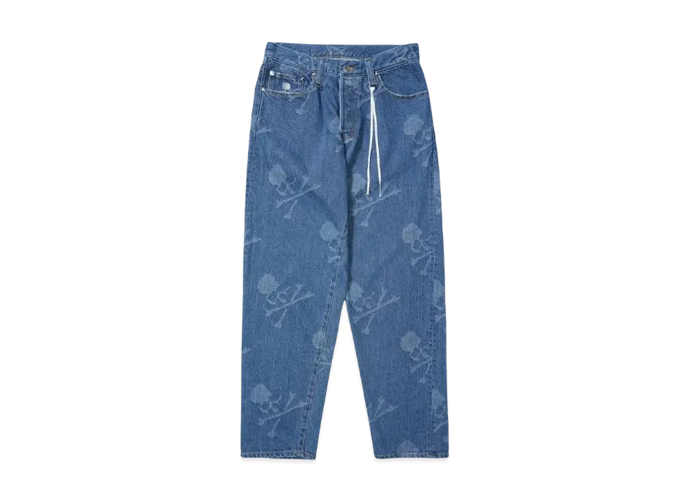 MASTERMIND WORLD-MONOGRAM TAPERED DENIM PANTS "INDIGO"