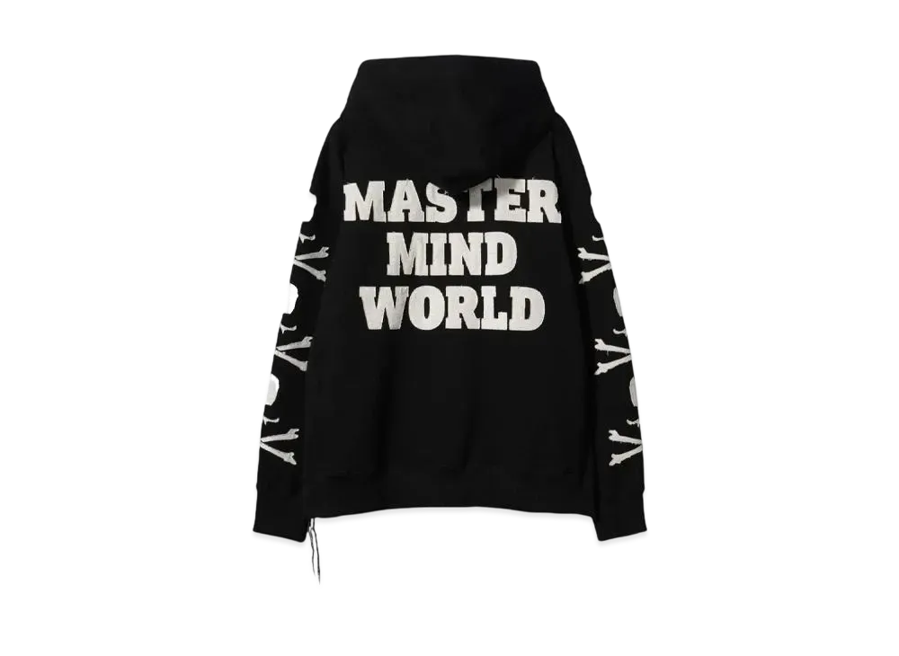 MASTERMIND WORLD-PATCH ZIP-UP HOODIE "BLACK"