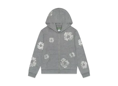DENIM TEARS Cashmere Swarovski Cotton Wreath Zip Hoodie "Grey"