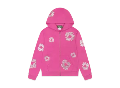 DENIM TEARS Cashmere Swarovski Cotton Wreath Zip Hoodie "Pink"