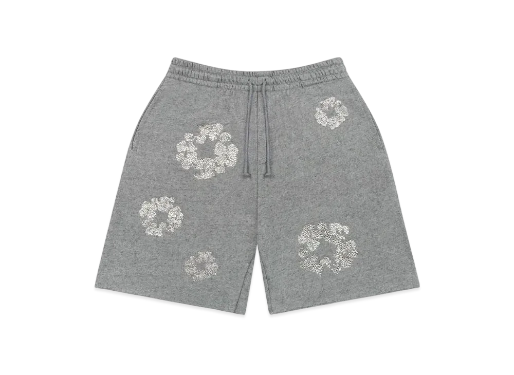 DENIM TEARS Cashmere Swarovski Cotton Wreath Shorts "Grey"