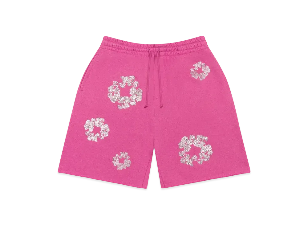 DENIM TEARS Cashmere Swarovski Cotton Wreath Shorts "Pink"