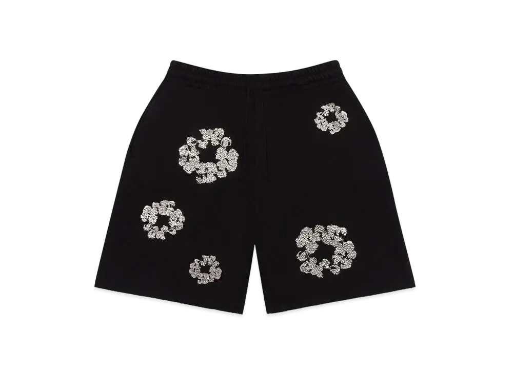 DENIM TEARS Cashmere Swarovski Cotton Wreath Shorts "Black"
