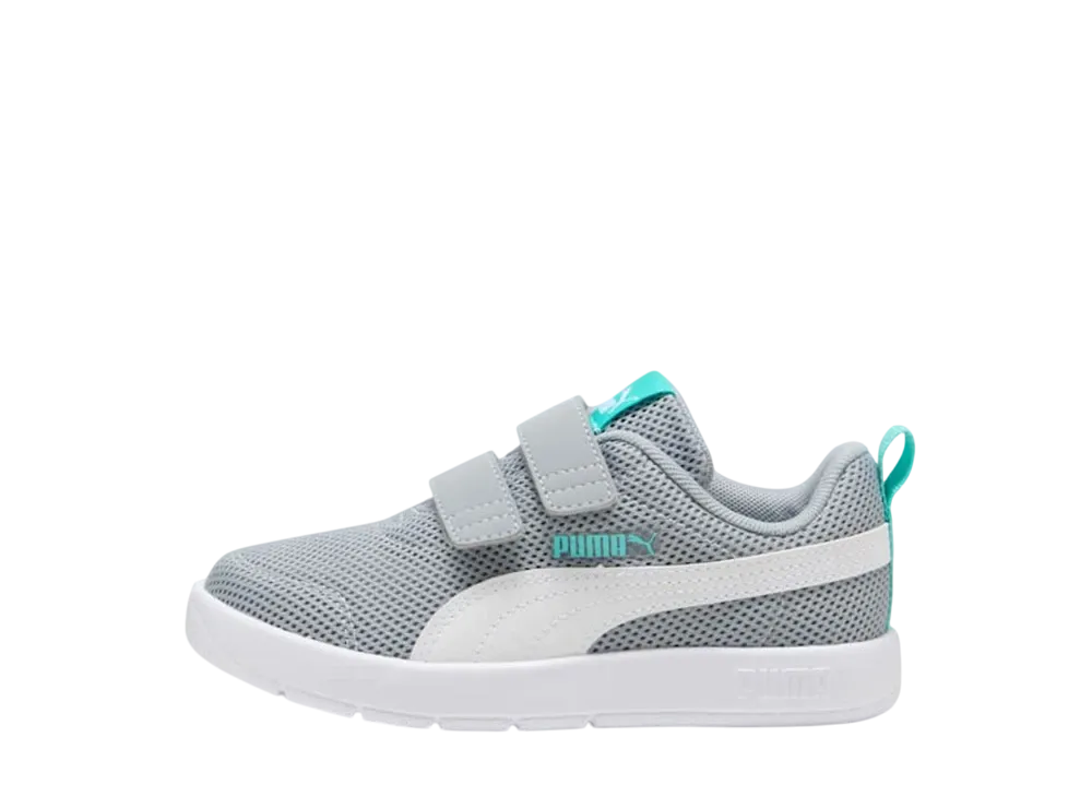プーマ PS コートフレックス V3 メッシュ "クールミッドグレー/プーマホワイト/アクアティック" (キッズ)