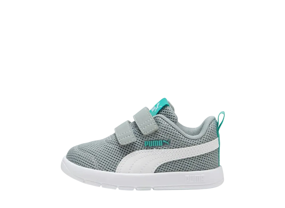プーマ TD コートフレックス V3 メッシュ "クールミッドグレー/プーマホワイト/アクアティック" (キッズ)