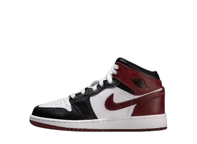 ナイキ GS エアジョーダン1 ミッド SE "ホワイト/ブラック/ダークポニー" (キッズ)