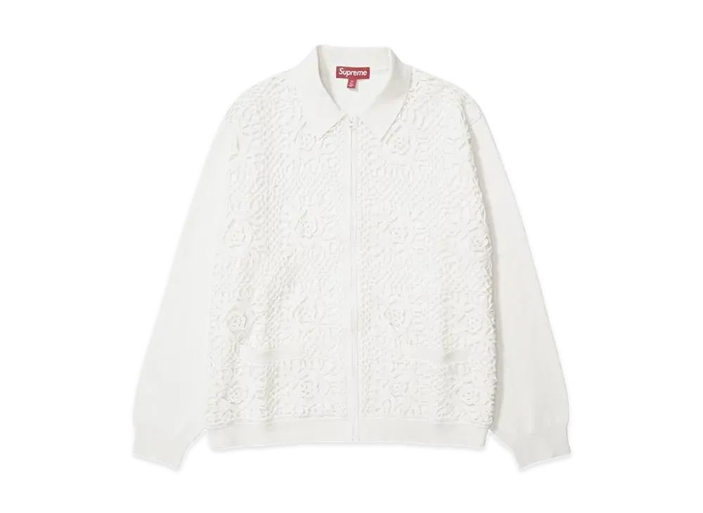 Supreme Crochet Zip Up Cardigan "White"