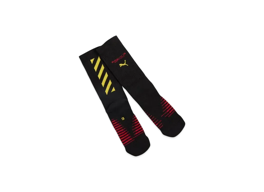PUMA x AC MILAN x Off-White Prematch Crew Socks "Puma Black/Yellow Sizzle"