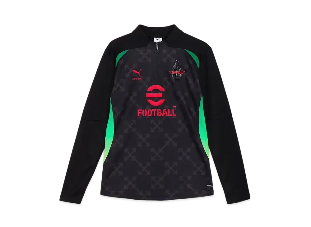 PUMA x AC MILAN x Off-White Prematch Quarter Zip Top "Puma Black/For All Time Red"