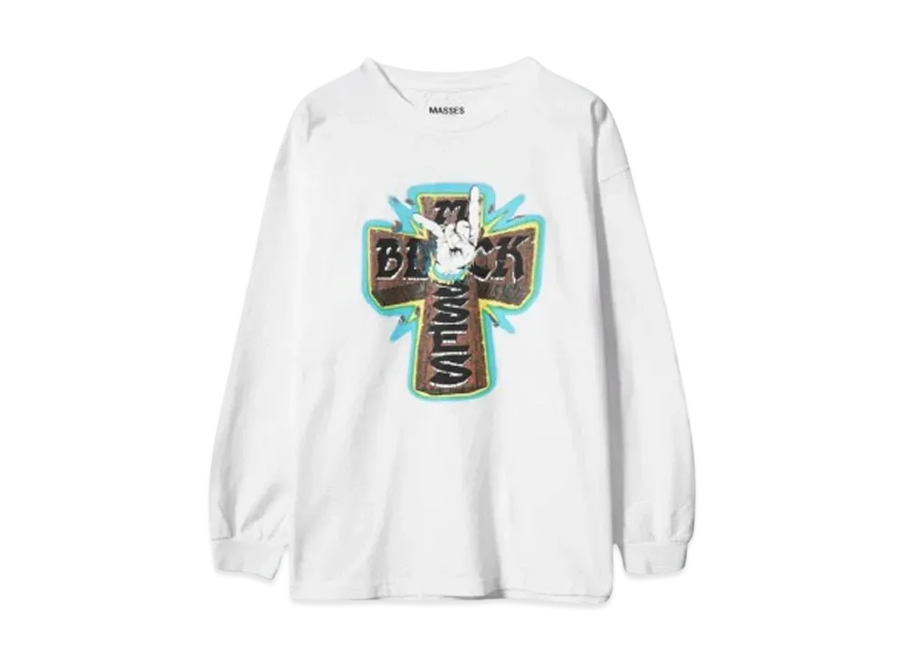 MASSES T-SHIRT L/S CROSS HAND "WHITE"