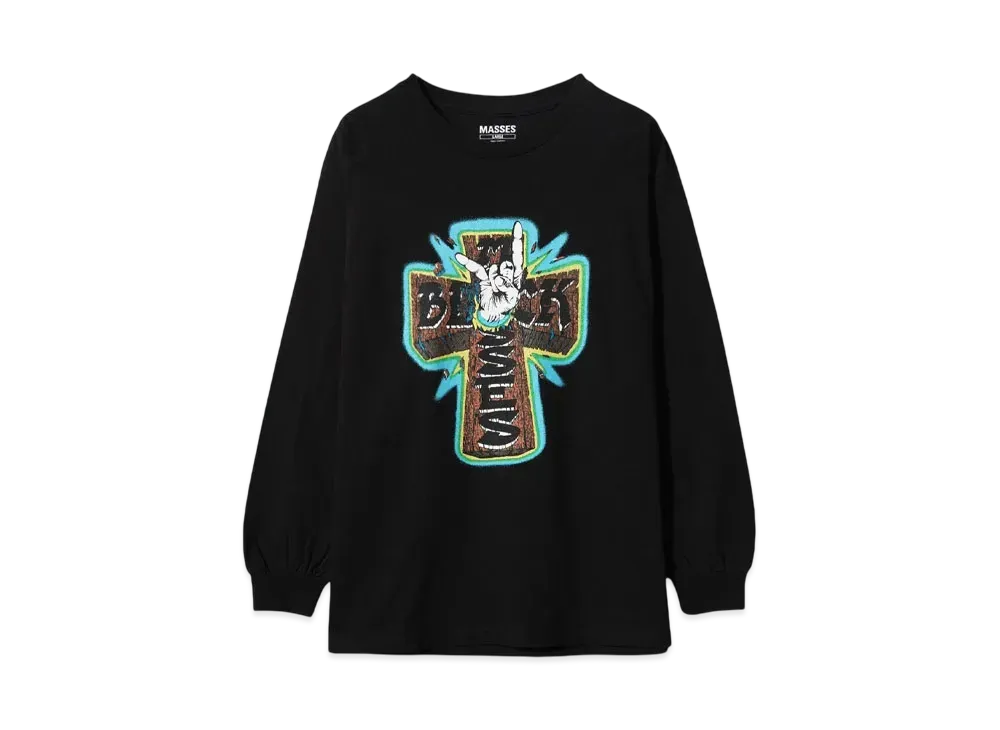 MASSES T-SHIRT L/S CROSS HAND "BLACK"