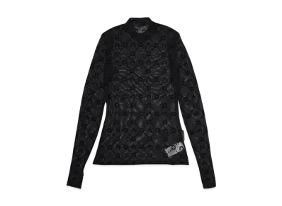 Marine serre RECYCLED MESH FLOCK SS HIGHNECK TOP "BLACK"