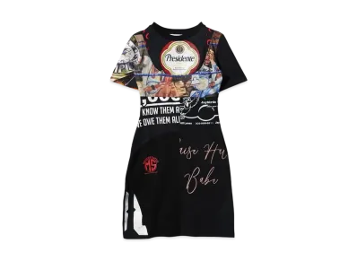 Marine serre REGENERATED GRAPHIC T-SHIRTS MINI DRESS "BLACK"