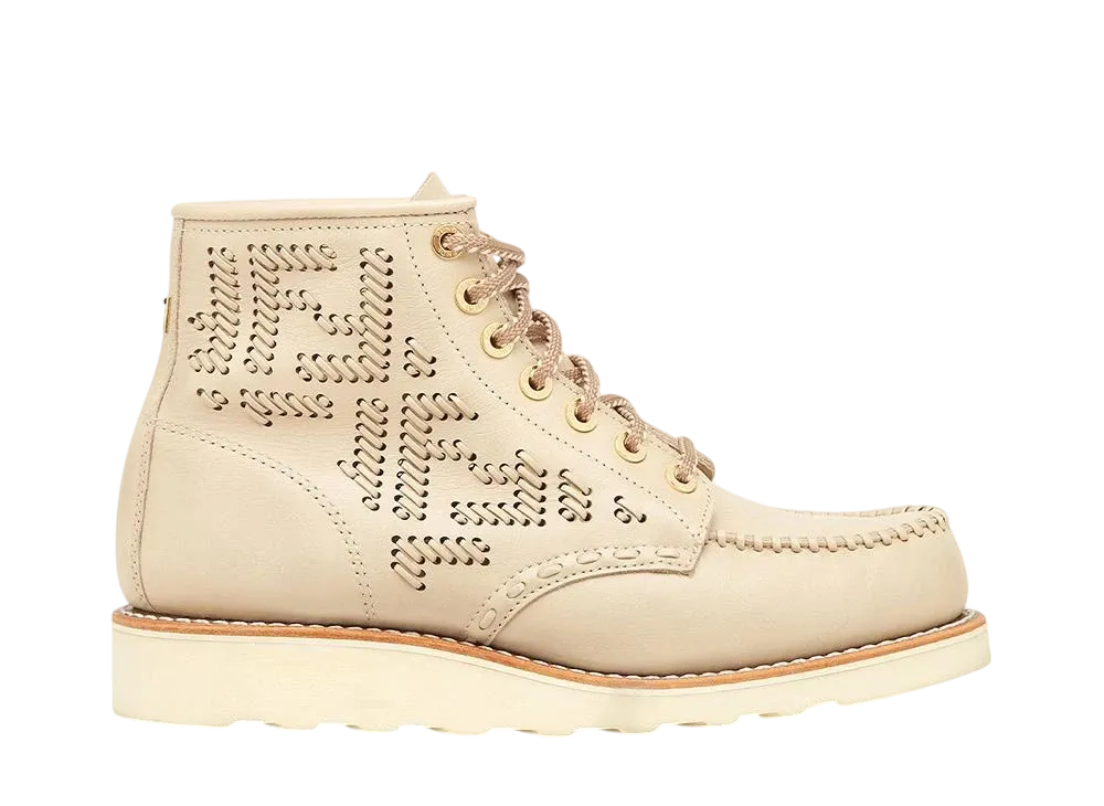 FENDI × RED WING Women's Beige Leather Booties "Beige"