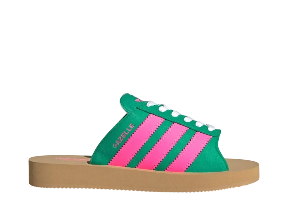 アディダスオリジナルス ウィメンズ ガゼル ビーチ スライド "コートグリーン/ルシッドピンク/クラウドホワイト"