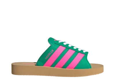 adidas Women's Gazelle Beach Slides "Court Green/Lucid Pink/Cloud White"