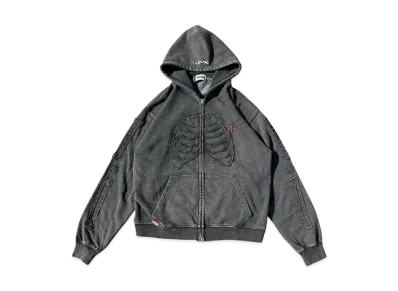 9090 Bone Zip Hoodie "PIGMENT BLACK"