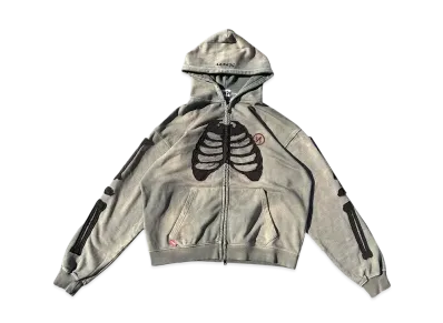 9090 Bone Zip Hoodie "HEATHER GRAY"