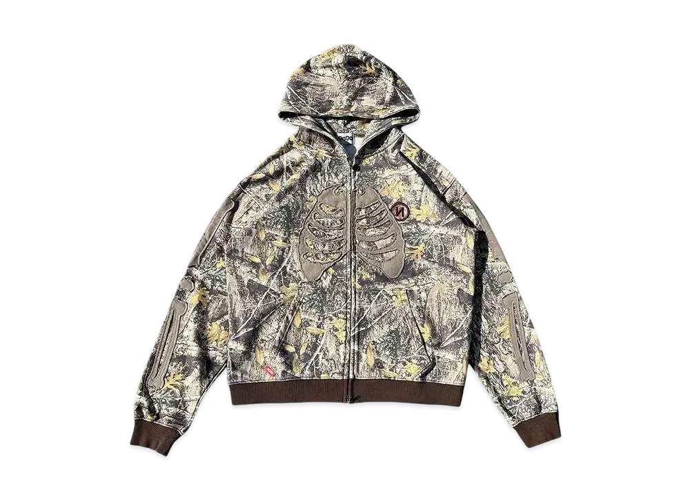 9090 Bone Zip Hoodie "BROWN REAL TREE"